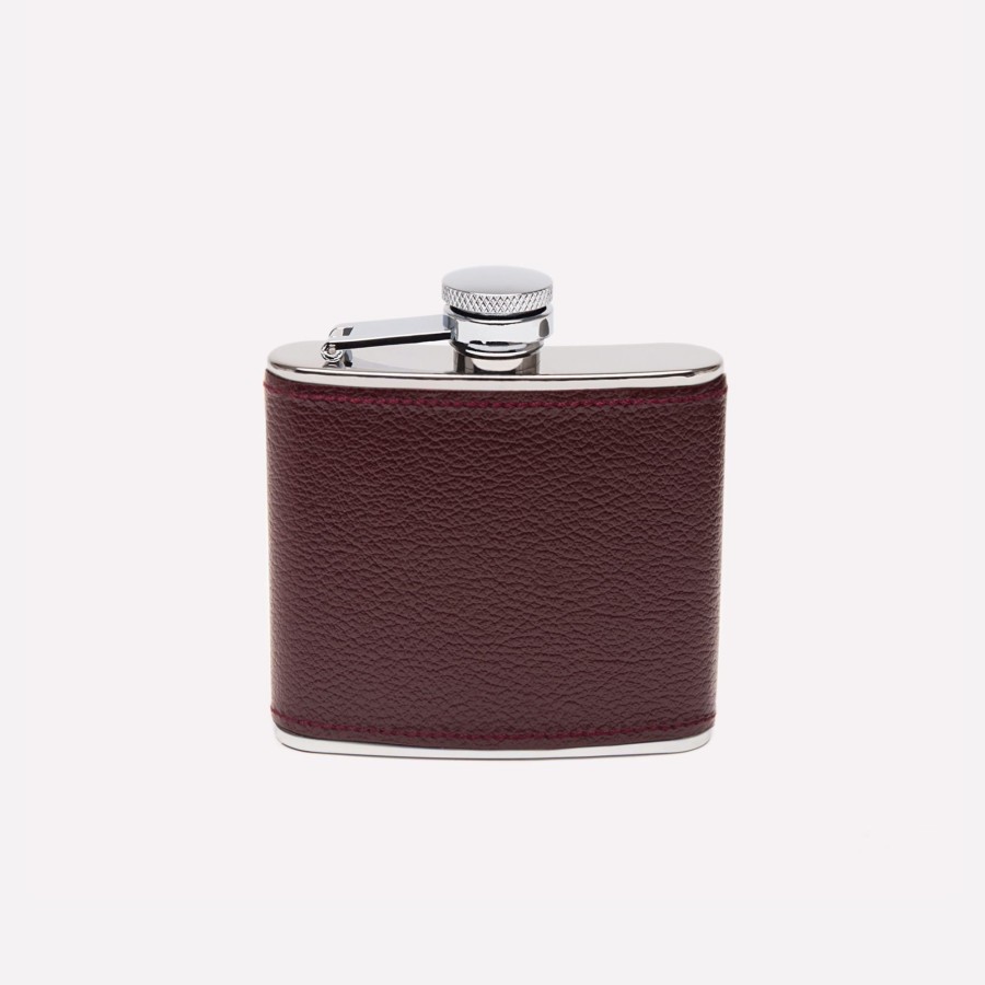 Men Ettinger Travel | Capra 4Oz Leather Bound Hip Flask