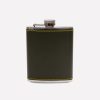 Men Ettinger Travel | Hudson Country Life X Ettinger 6Oz Captive Top Hip Flask Olive/Yellow