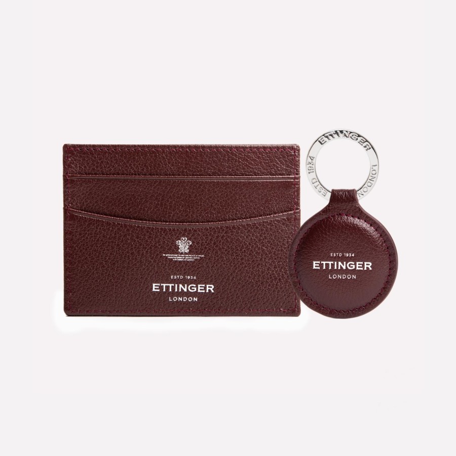 Men Ettinger Key Accessories | Capra Flat Credit Card Case & Round Key Fob