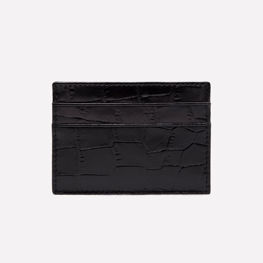 Men Ettinger Key Accessories | Croco Flat Credit Card Case & Stirrup Keyring