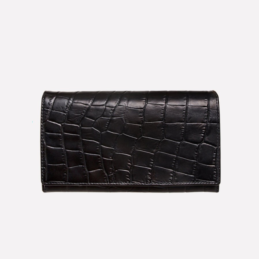 Women Ettinger Flap-Over Purses | Croco Large Flap-Over Purse