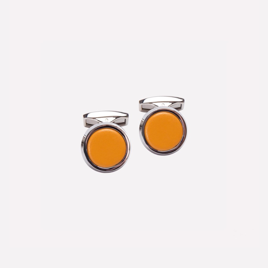 Men Ettinger Personal | Bridle Hide Round Cufflinks London Tan/Silver