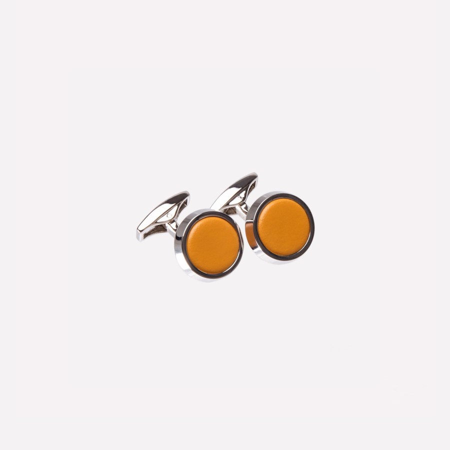 Men Ettinger Personal | Bridle Hide Round Cufflinks London Tan/Silver