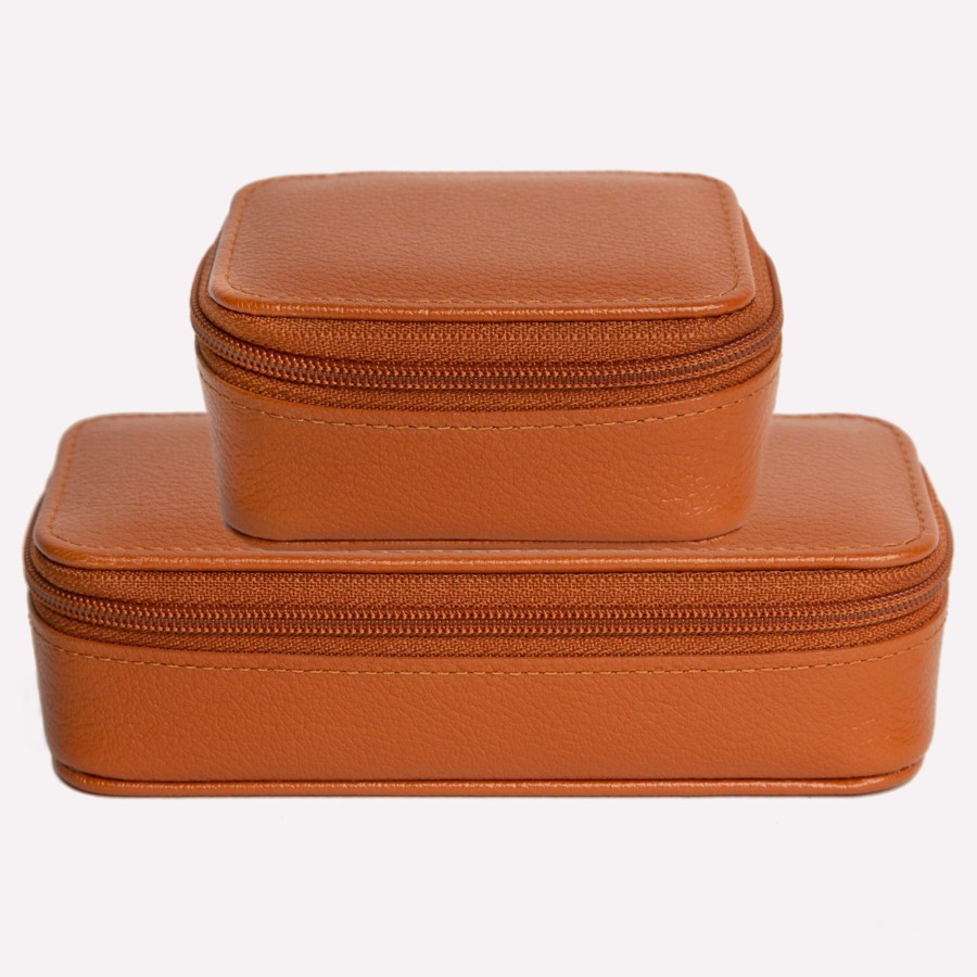 Men Ettinger Watch Rolls & Boxes | Capra Large And Small Zip Box