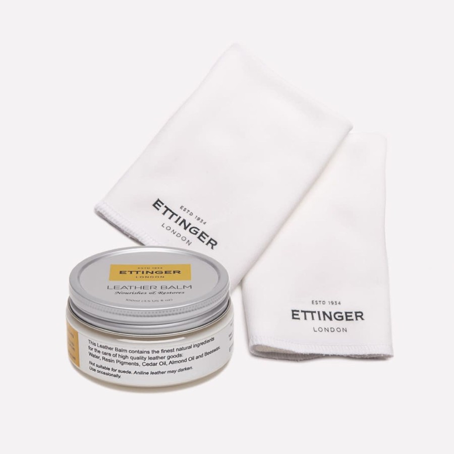 Men Ettinger Leather Care & Refills | Leather Balm & Cotton Polishing Cloth Neutral/White