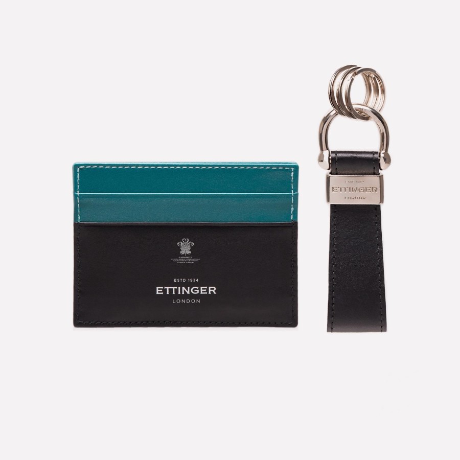 Men Ettinger Key Accessories | Sterling Flat C It Card Case & Stirrup Keyring