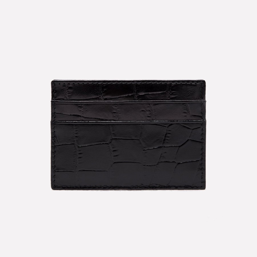 Men Ettinger Card Cases | Croco Flat Credit Card Case