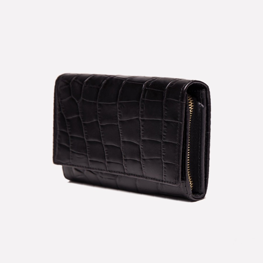 Women Ettinger Flap-Over Purses | Croco Midi Flap-Over Purse